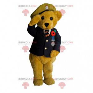 Bear mascotte gekleed als officier. Teddybeer kostuum -